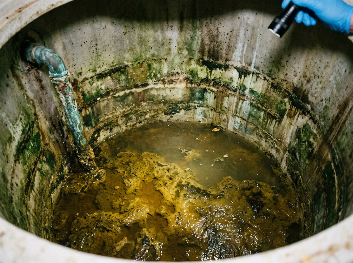 Contaminated Water Tank Before Cleaning